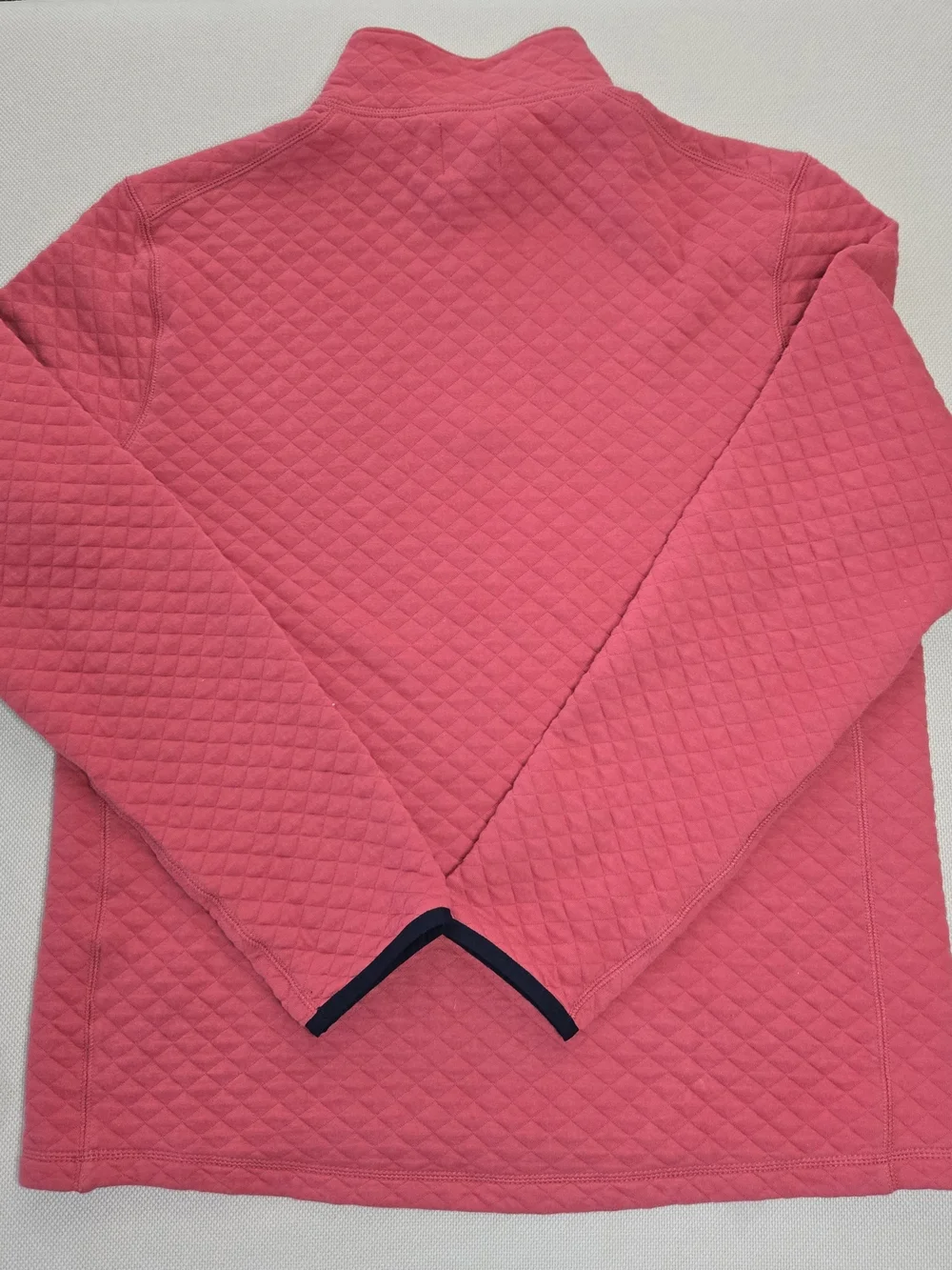 J. Crew Authentic Fleece Medium Pullover Zip Sweater Salmon Quilted Mock Neck